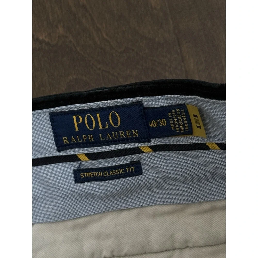 Polo Ralph Lauren Mens Black Corduroy Stretch Classic Fit Pants 40X30 Flat Front